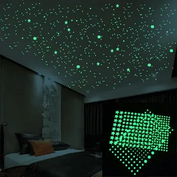 3D Пузырьковые светящиеся наклейки на стены, светящиеся в темноте Звезды, точки, наклейки на потолок, декор комнаты, Идеальные подарки, Детская спальня, Постельные принадлежности