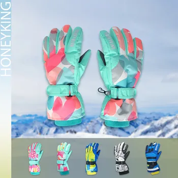HONEYKING Детские Зимние лыжные перчатки Водонепроницаемые Теплые мягкие варежки для девочек и мальчиков Катание на лыжах на открытом воздухе Велоспорт Ветрозащитные перчатки для сноуборда