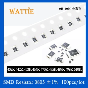 SMD резистор 0805 1% 432K 442K 453K 464 K 470K 475 K 487K 499K 510K 100 шт./лот микросхемные резисторы 1/8 Вт 2.0 мм* 1.2 мм