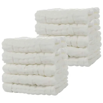 Детские муслиновые банные полотенца, 10 упаковок многоразовых мягких впитывающих хлопчатобумажных полотенец для лица, для нежной кожи ребенка белого цвета