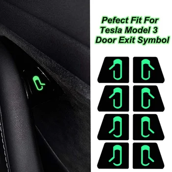 Для Tesla Model 3 Y Наклейка на кнопку открытия двери автомобиля, кнопка выхода, Светящиеся наклейки, Аксессуары для напоминаний, Флуоресцентная паста Белого цвета 2017-2020
