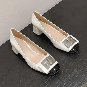 Женская обувь Mary Jane Lolita на среднем каблуке, модные босоножки на массивном каблуке, Осень 2023, Новый тренд осени, модные туфли-лодочки, Женская офисная обувь