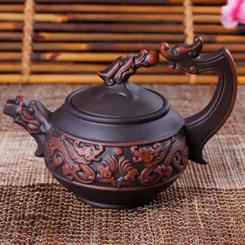 Китайский Традиционный Чайник Shuanglongxizhu Горшок Ручной Работы Zisha Чайник Для Приготовления Чая Пуэр Набор Для Чайной Церемонии Чайники Кофейная Посуда Чайная Посуда
