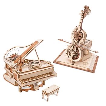 Механическая музыкальная шкатулка Robotime ROKR 3D деревянный пазл для детей Рождественские подарки