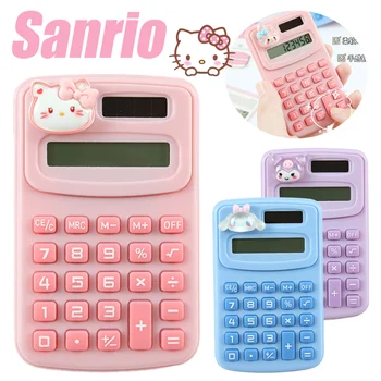 Мини-калькулятор Sanrio Hello Kitty, MyMelody Kuromi, Милый Мультяшный Карманный калькулятор для монет, Батарейки, Школьные Канцелярские принадлежности