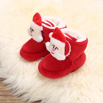 Новорожденные Девочки Мальчики Теплые Флисовые Сапоги Первые Ходунки Зимние Тапочки Обувь Рождественская обувь