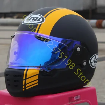 Полнолицевый шлем RAPIDE NEO из стекловолокна в японском стиле, для мотоциклов Harley и Cruise, защитный шлем для мотоциклов, черный, желтый