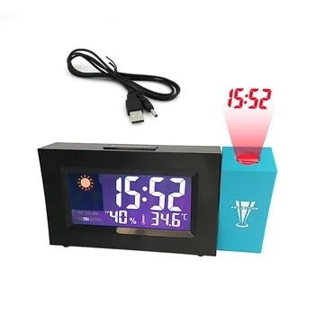 Проекционный цифровой будильник с функцией повтора даты с регулируемым углом подсветки, проектор, светодиодные часы с проекцией времени