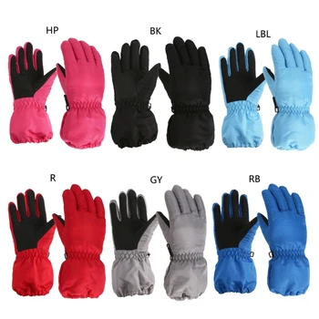 Противоскользящие зимние перчатки с расширенными манжетами, детские теплые варежки, Утолщенные ветрозащитные лыжные перчатки для холодной погоды