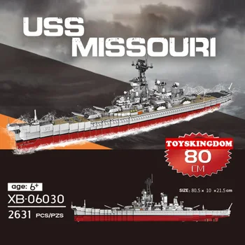 Современный Военный 80 см Американский военный корабль Миссури Bb-63 Строительный блок Модель Мировой войны Ww2 Собрать Коллекцию кирпичных игрушек для детских подарков